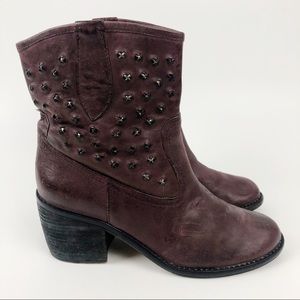 Donald J Pliner Wine Studded Western Ankle Booties
